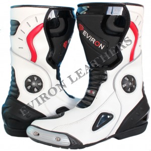 Motorcycle Motorbike Sports Leather Boots - 100% Water Resistant